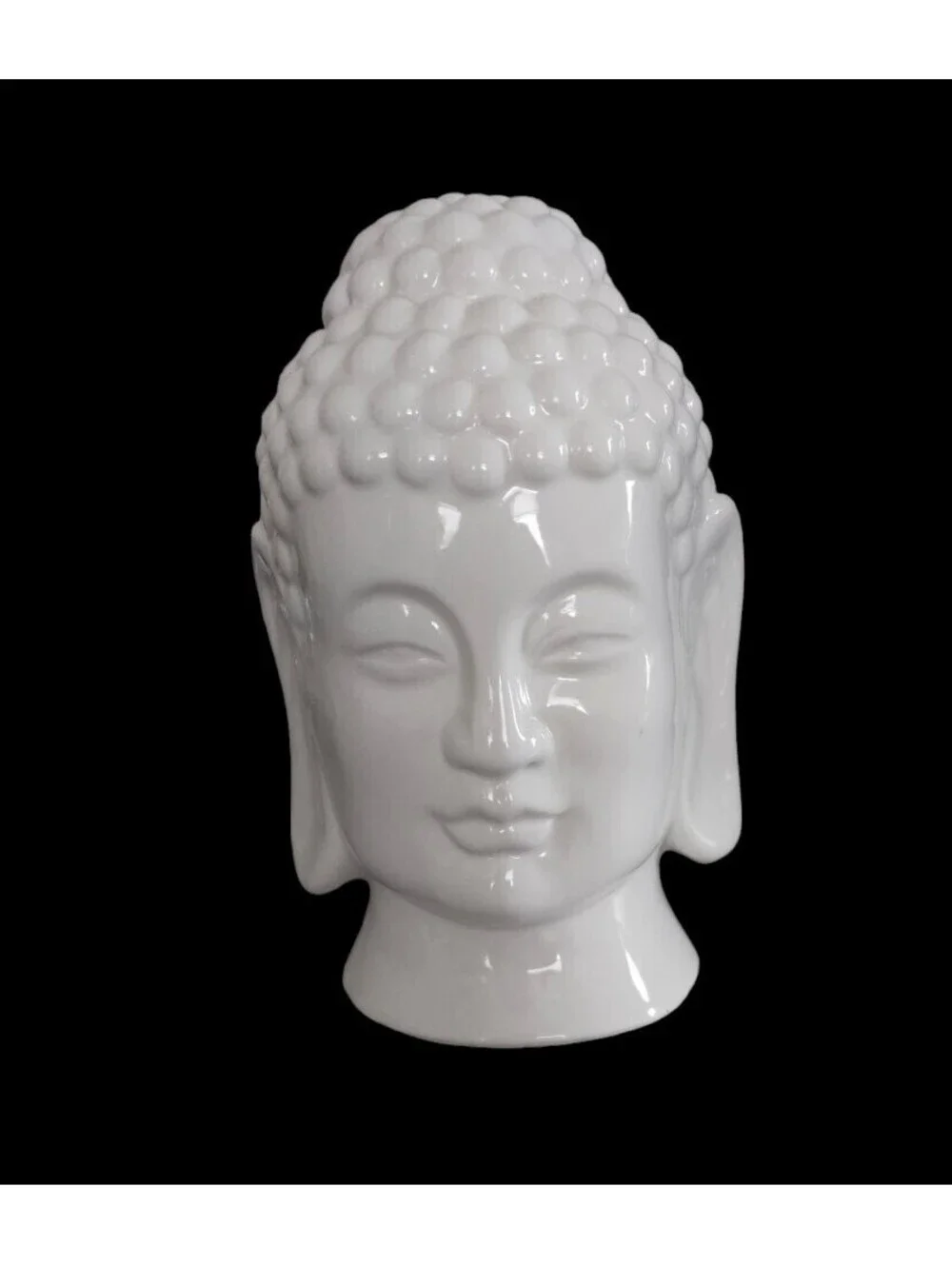 Buddha Head Night Light 7.25” Solid White Ceramic Electric Nightstand Table Lamp